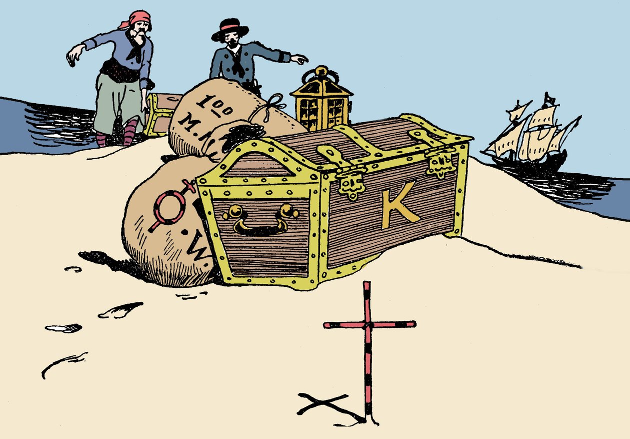 Transport skarbnika Ilustracja z „Księgi chłopca piratów i wielkich łazików morskich” George