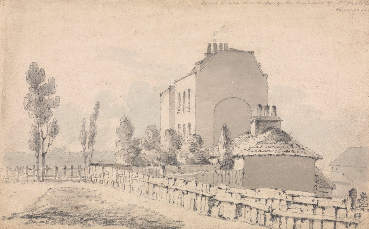 Farma jagniąt w pobliżu Hackney, rezydencja Hicka? Richmond Road autorstwa George Arnald