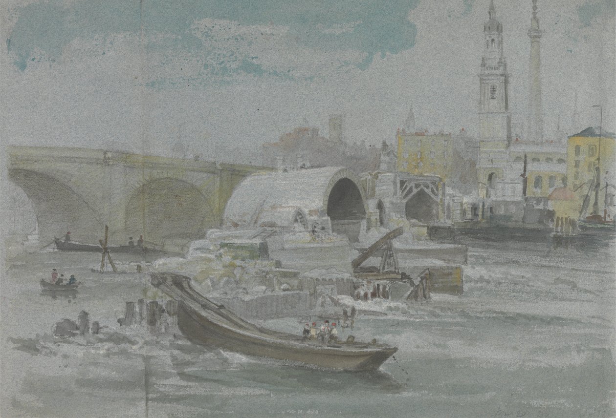 Rozbiórka Old London Bridge autorstwa George Arnald
