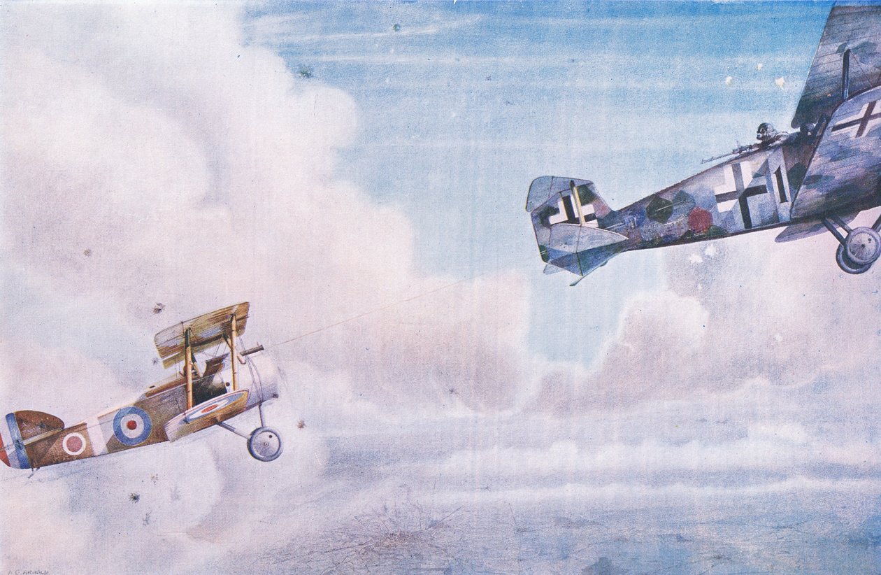 Pojedynek powietrzny: The Blind Spot, z książki Cassells History of the British People opublikowanej przez Waverley Book Company Limited, c.1940 autorstwa George Arnold