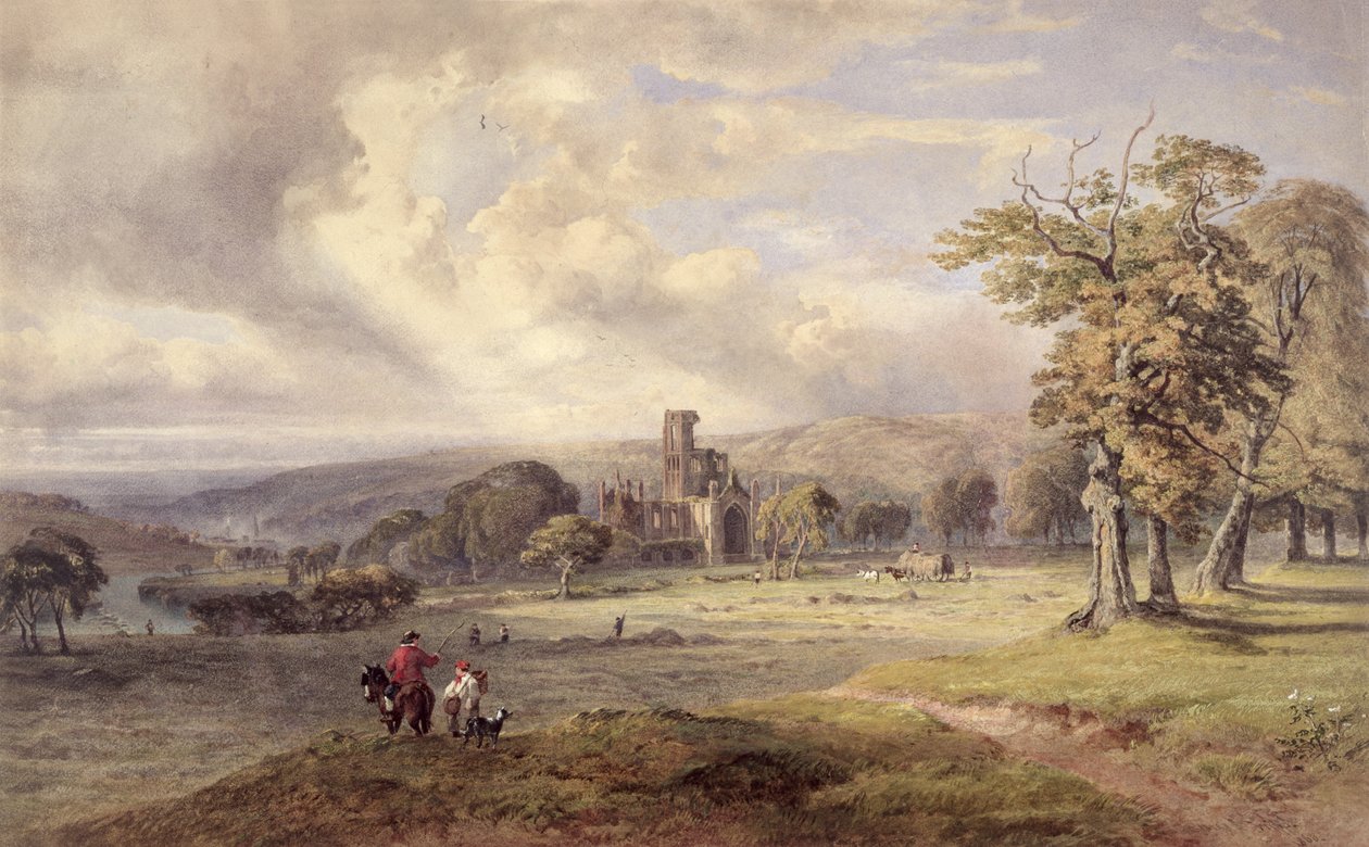 Widok na opactwo Kirkstall, Leeds autorstwa George Arthur Fripp