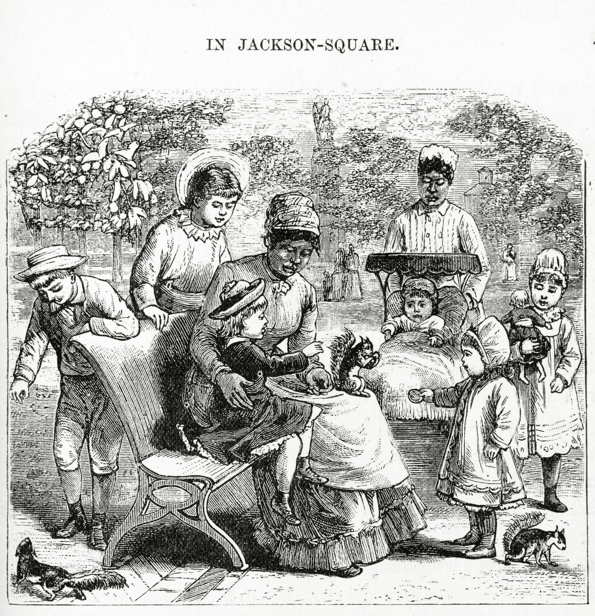 Na Jackson Square, Nowy Orlean, ilustracja z „America Revisited...” (rycina) autorstwa George Augustus Sala