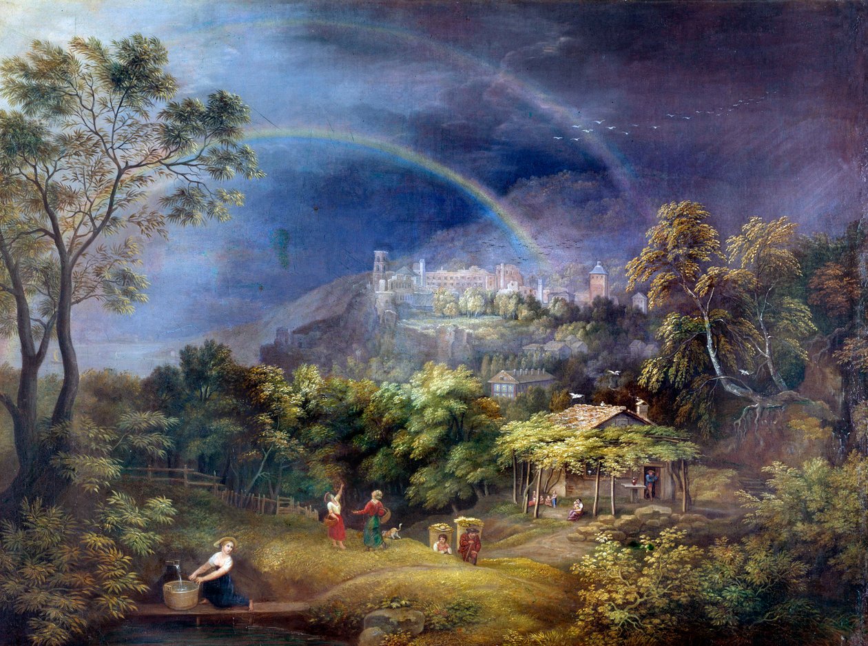 Zamek w Heidelbergu. Obraz Georgesa Wallisa (1770-1847) Ec. Ang. autorstwa George Augustus Wallis