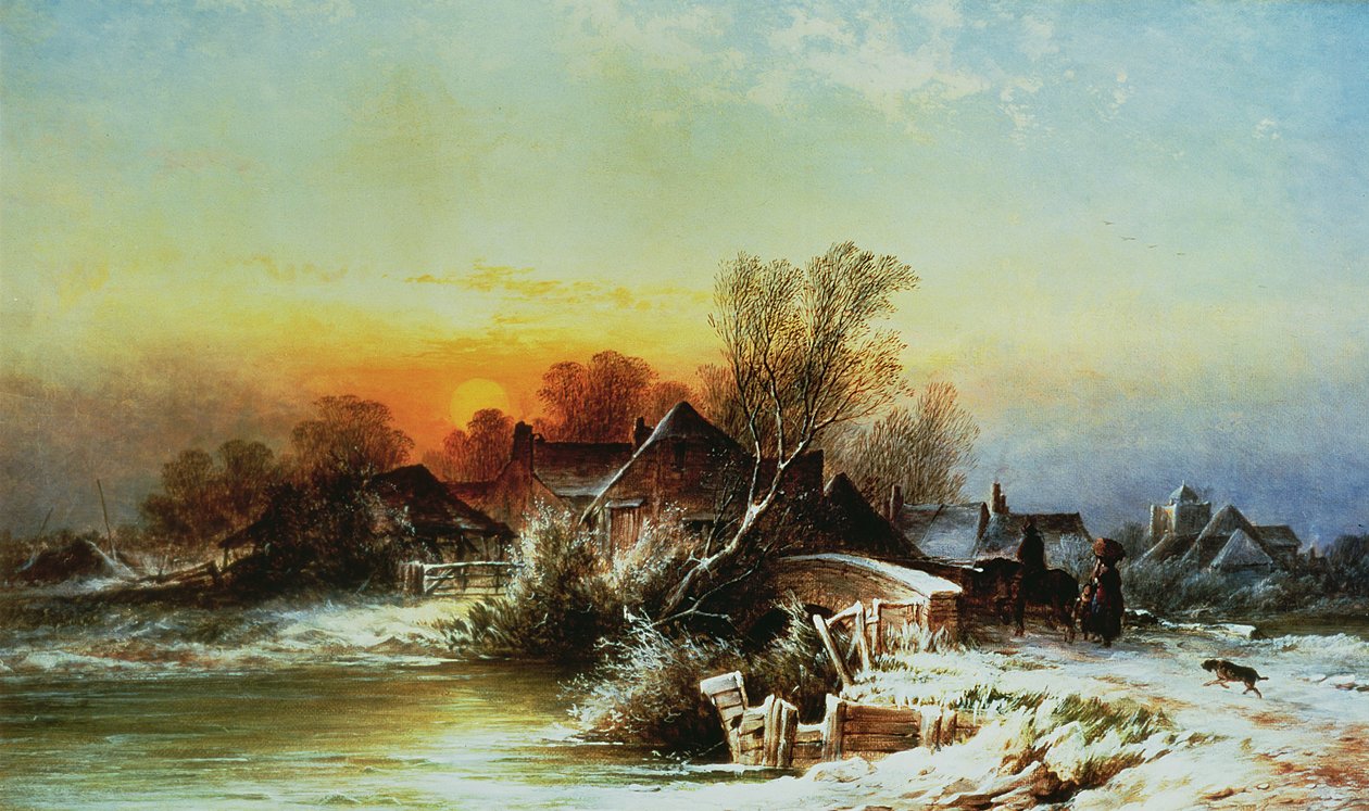 Zimowy wieczór na Mole, Surrey autorstwa George Augustus Williams