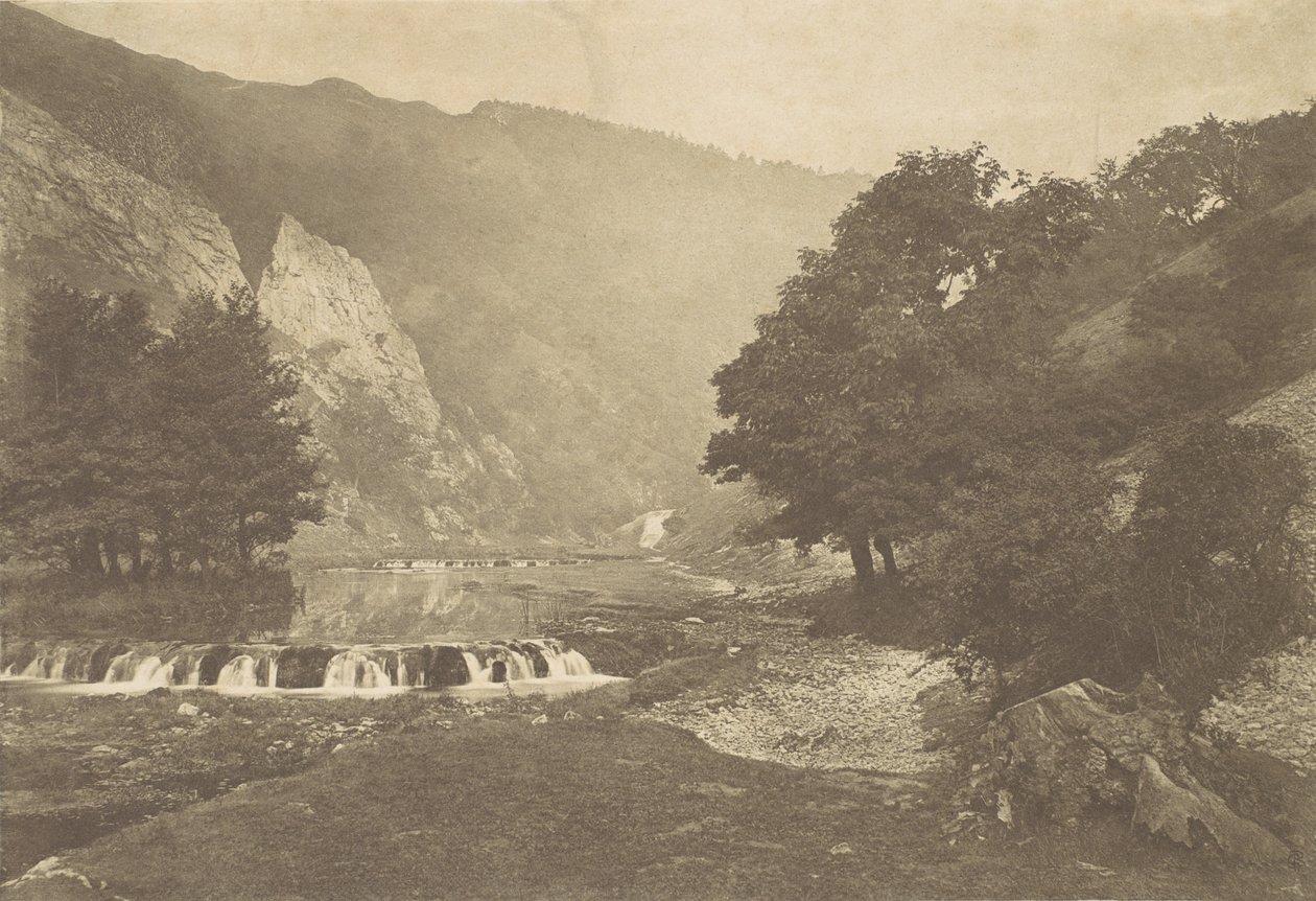 Wejście do Dove Dale, Derbyshire, lata 80. XIX wieku, druk 1888., lata 80. XIX wieku, druk 1888. autorstwa George Bankart