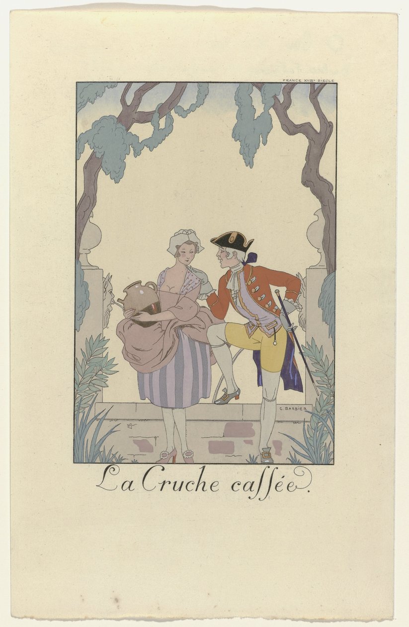 Falbalas i Fanfreluches na rok 1925: kawiarnia La Cruche autorstwa George Barbier