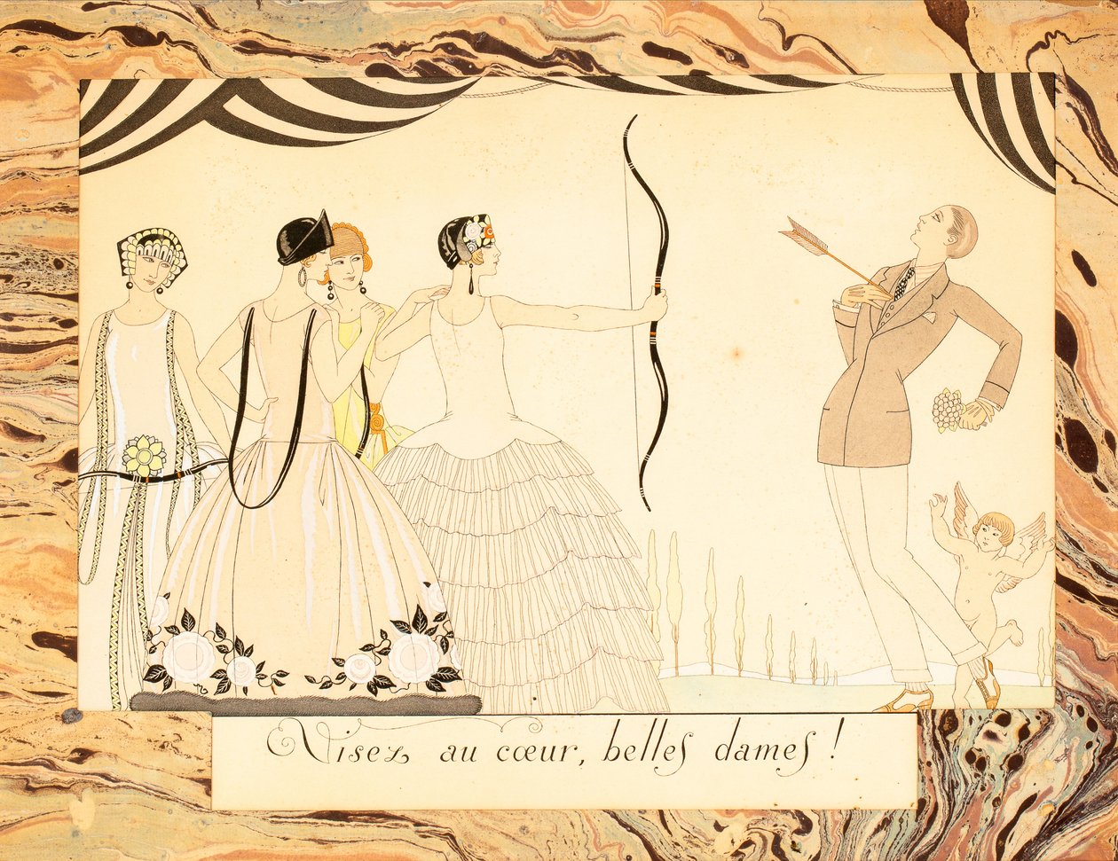 Celuj w serce, piękne panie! Z Le Bonheur du Jour lub Les Graces à la Mode, 1924. autorstwa George Barbier