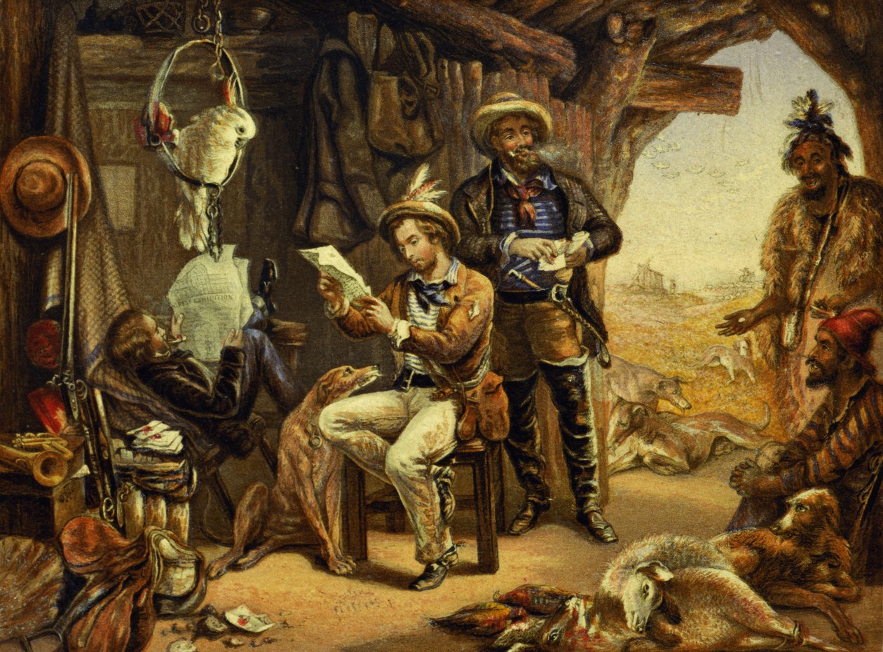 Australia: Wiadomości z domu (druk) autorstwa George Baxter