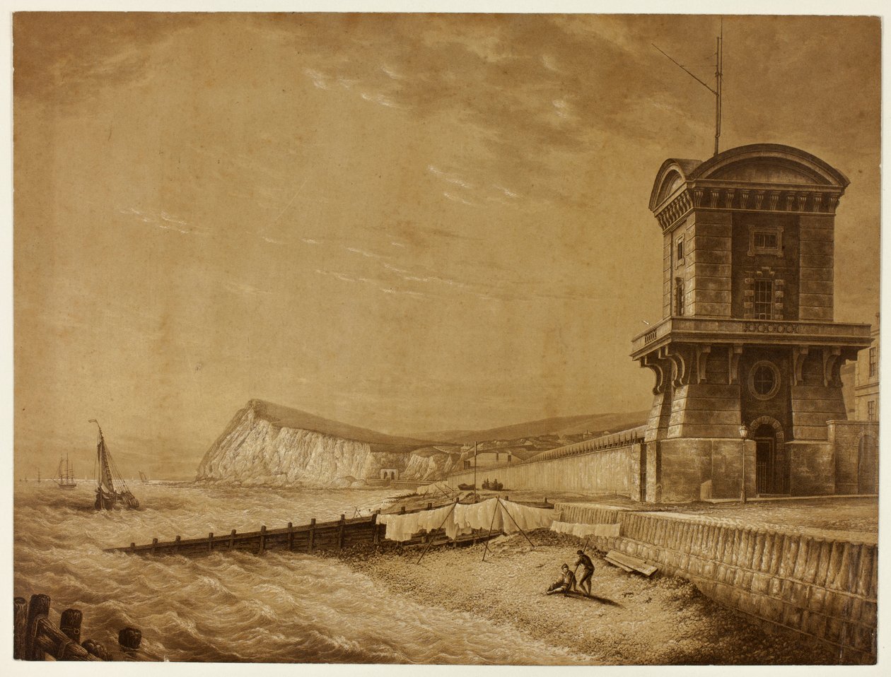 Wybrzeże Dover autorstwa George Baxter