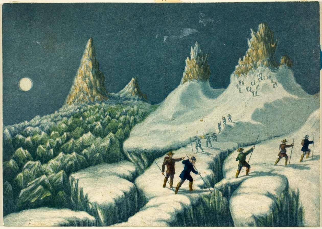 Wyjazd z Grands Mulets, z "Wejścia na Mont Blanc" autorstwa George Baxter