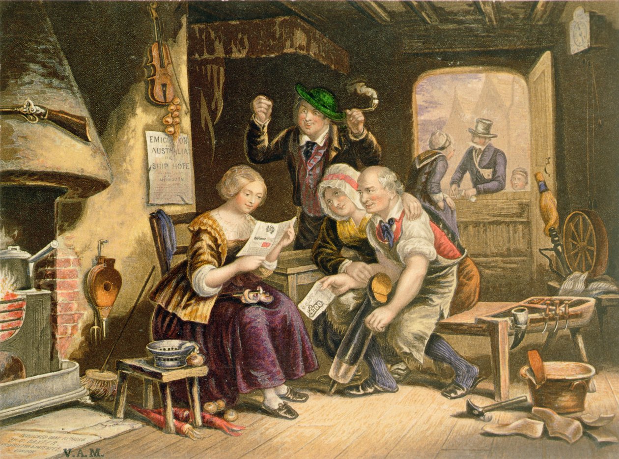 Wiadomości z domu, 1854 autorstwa George Baxter