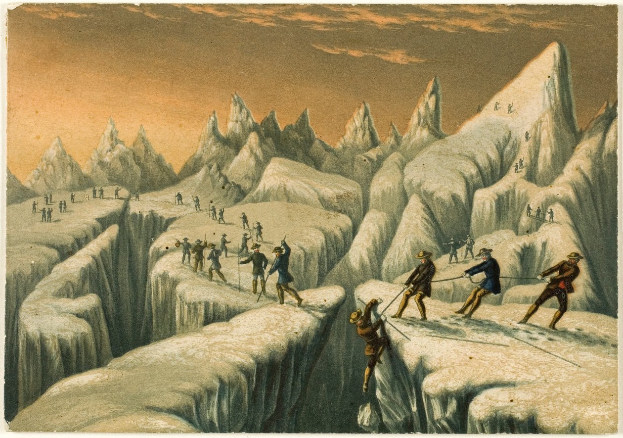 Lodowiec du Tacconnay, z Wejścia na Mont Blanc autorstwa George Baxter