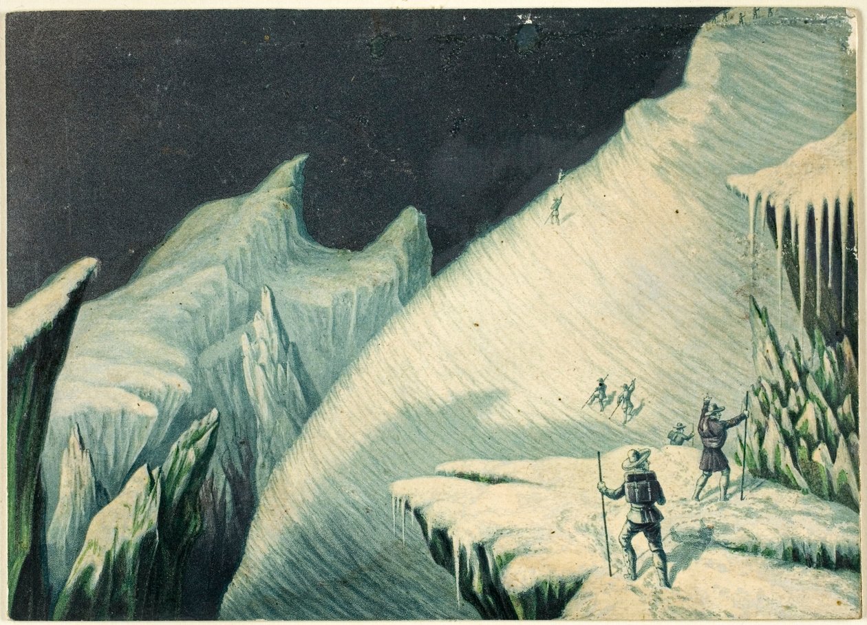 Mur de la Côte, z Wspinaczki na Mont Blanc autorstwa George Baxter