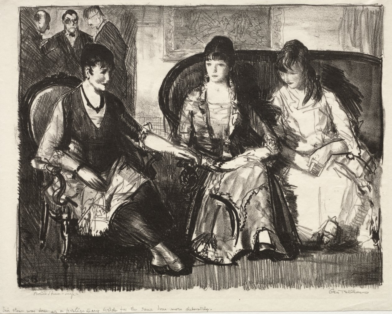 Elsie, Emma i Marjorie, „Pierwszy kamień” autorstwa George Bellows