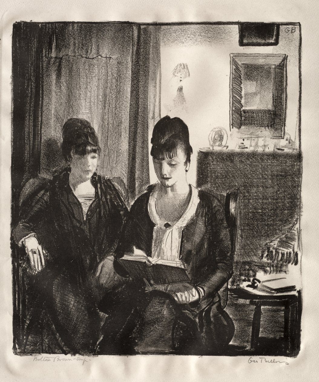 Elsie czyta Emmie, drugi kamień autorstwa George Bellows