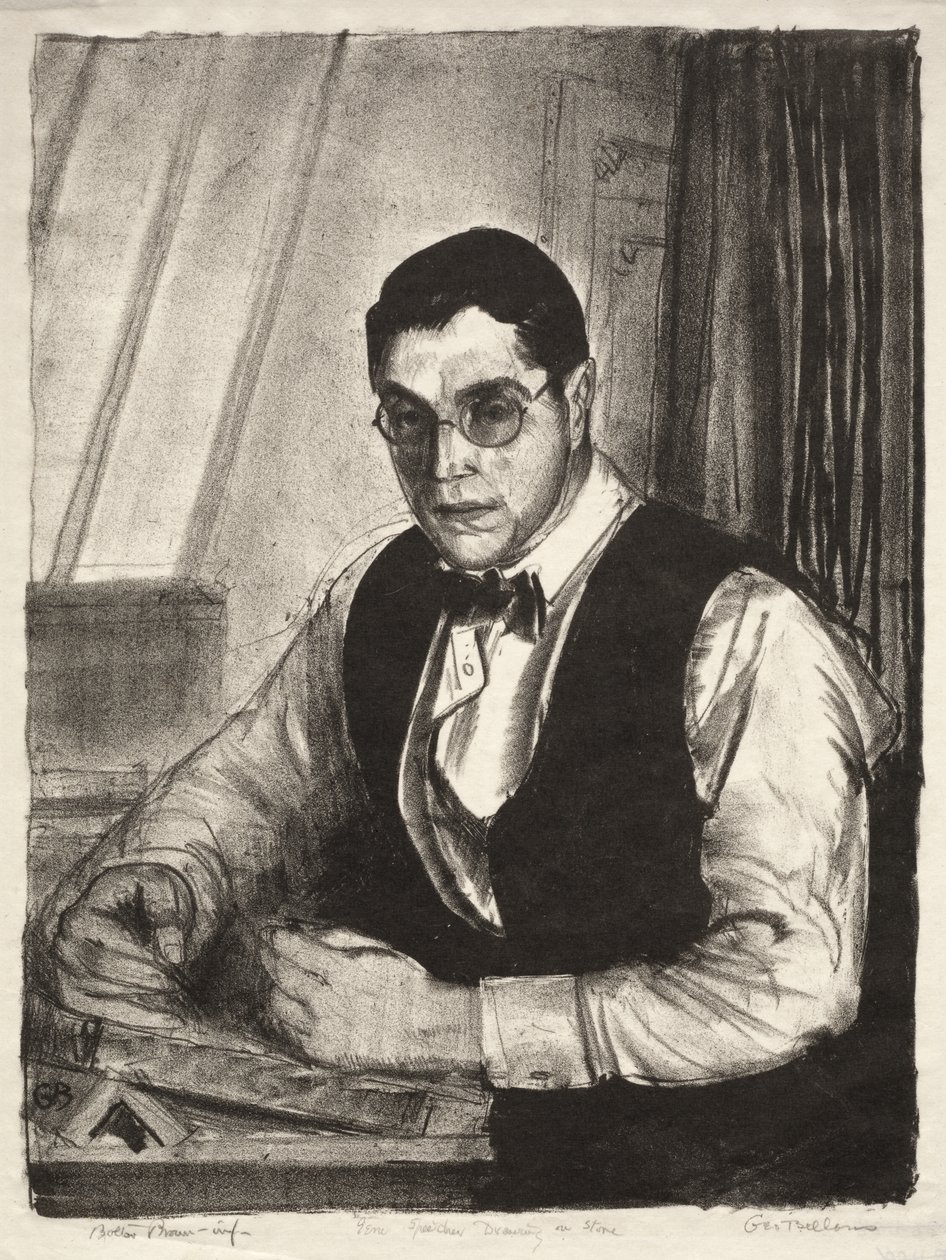 Gene Speicher rysujący na kamieniu autorstwa George Bellows