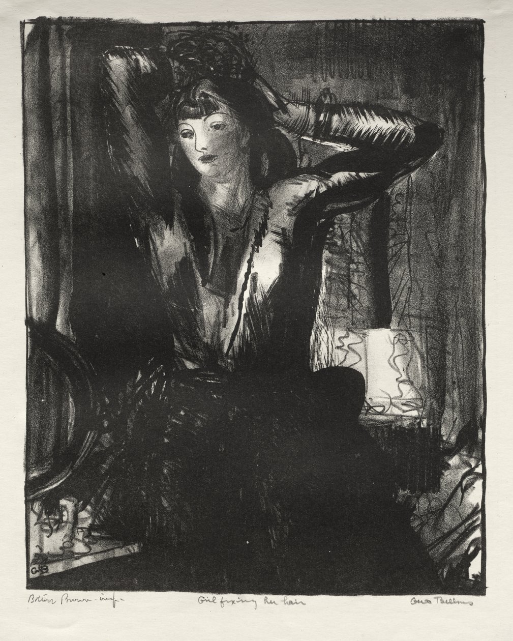 Dziewczyna poprawiająca włosy autorstwa George Bellows