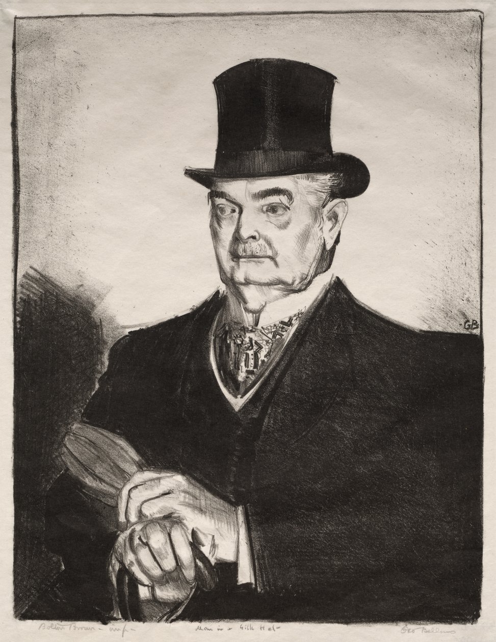 Mężczyzna w jedwabnym kapeluszu autorstwa George Bellows