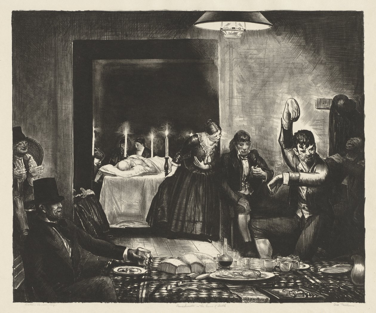 Punchinello w domu śmierci autorstwa George Bellows