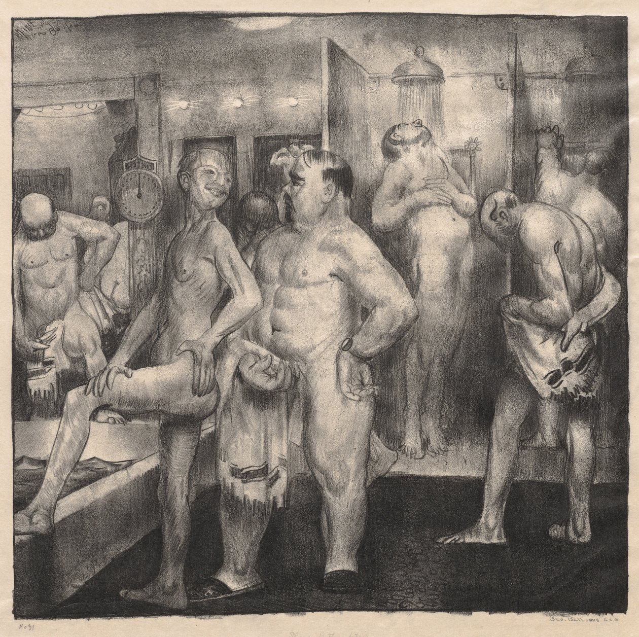 Kąpiel pod prysznicem, detal autorstwa George Bellows