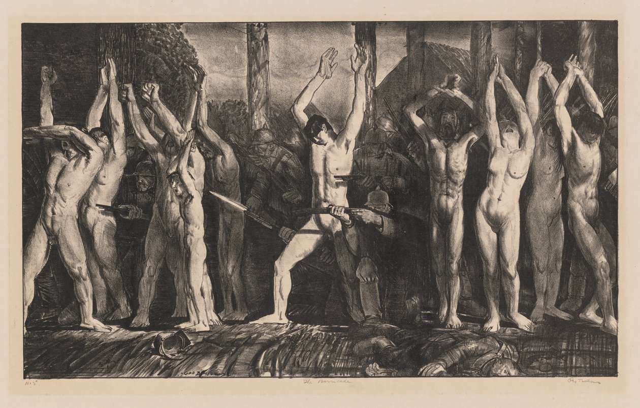 Barykada, Pierwszy kamień autorstwa George Bellows