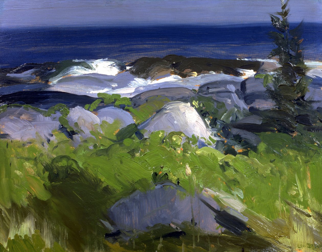 Brzeg pokryty winoroślą - wyspa Monhegan autorstwa George Bellows