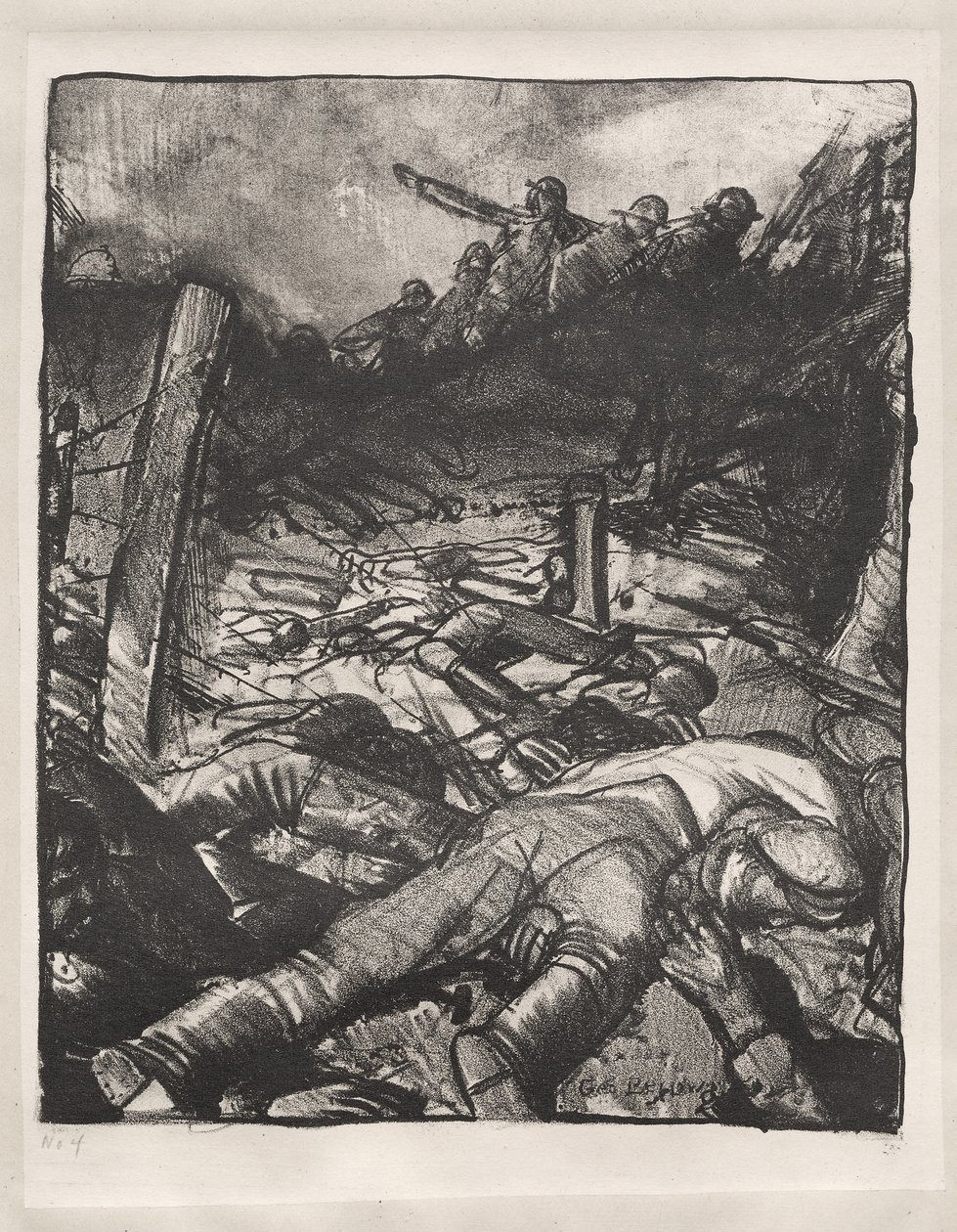 Seria wojenna: Szarża, lewy detal autorstwa George Bellows