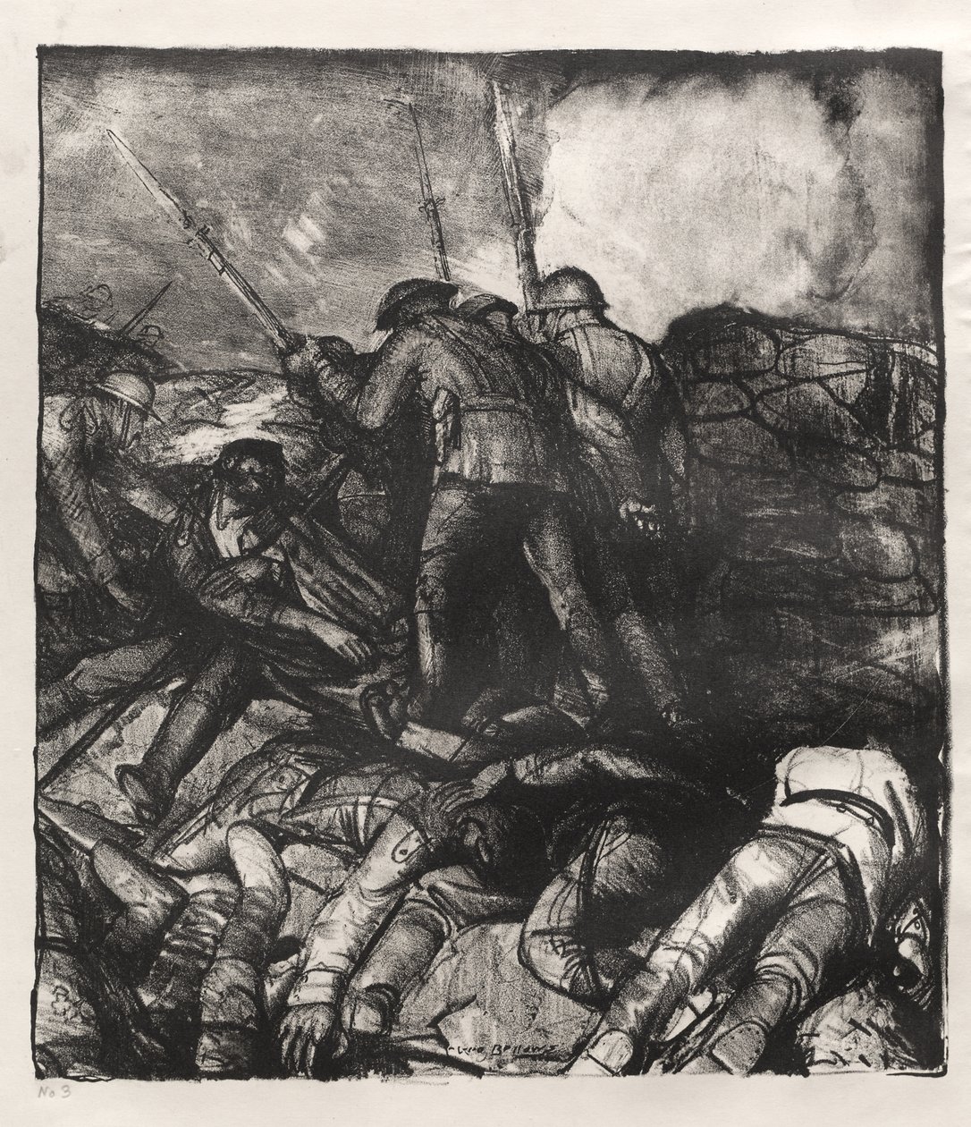 Seria wojenna: Szarża, prawy detal, pierwszy stan autorstwa George Bellows