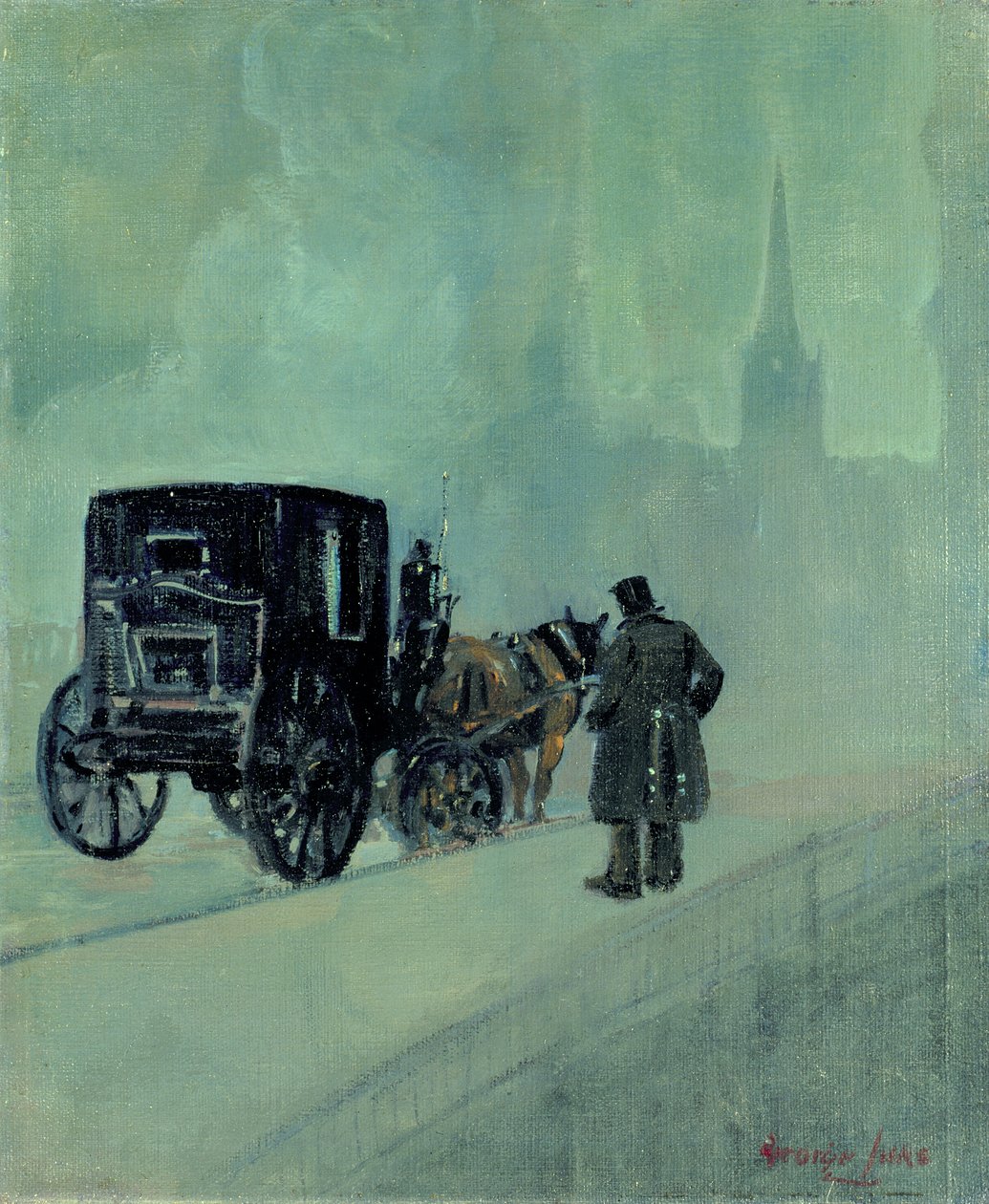 Mglista noc (olej na płótnie) autorstwa George Benjamin Luks