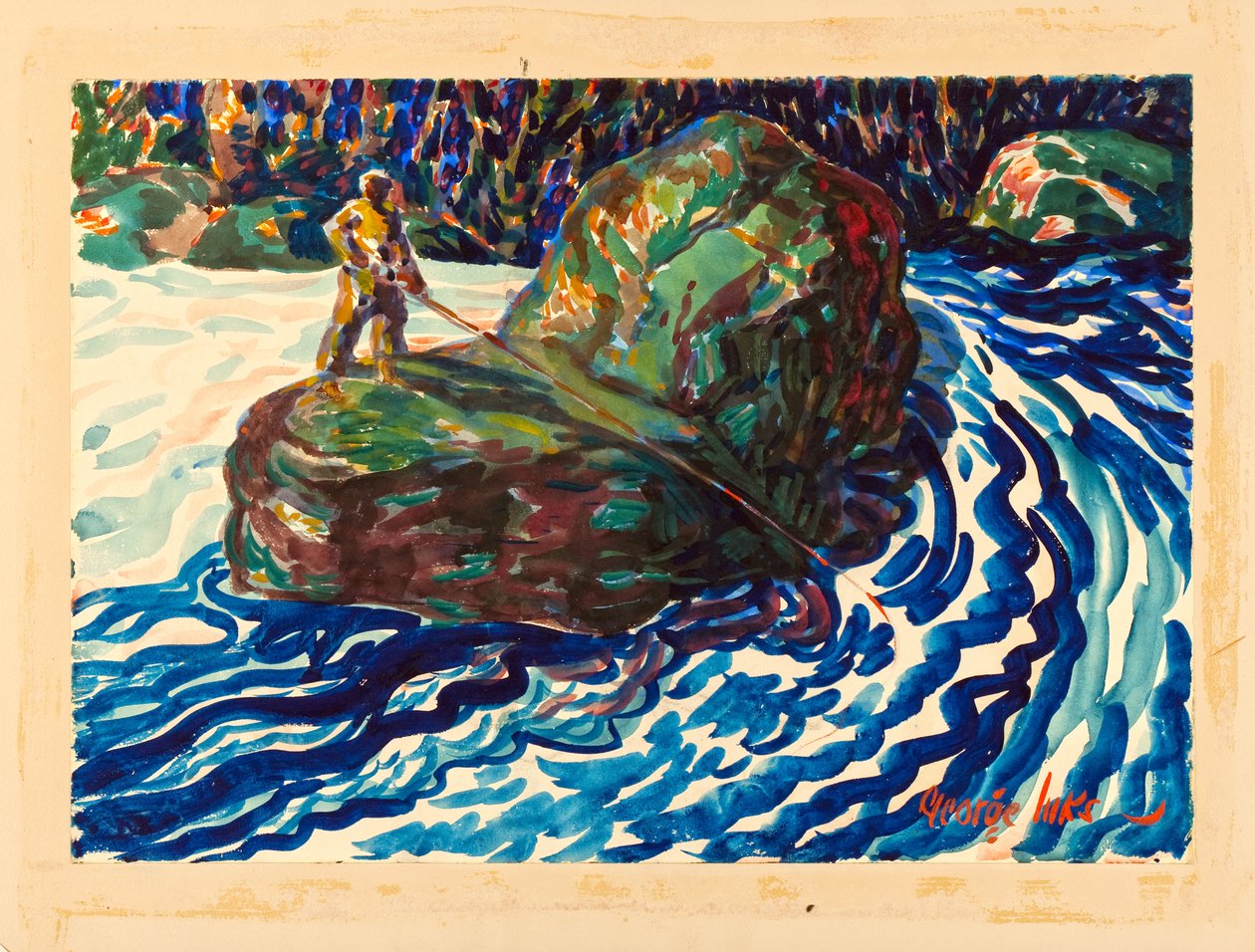Przewodnik wędkarski (akwarela na papierze) autorstwa George Benjamin Luks