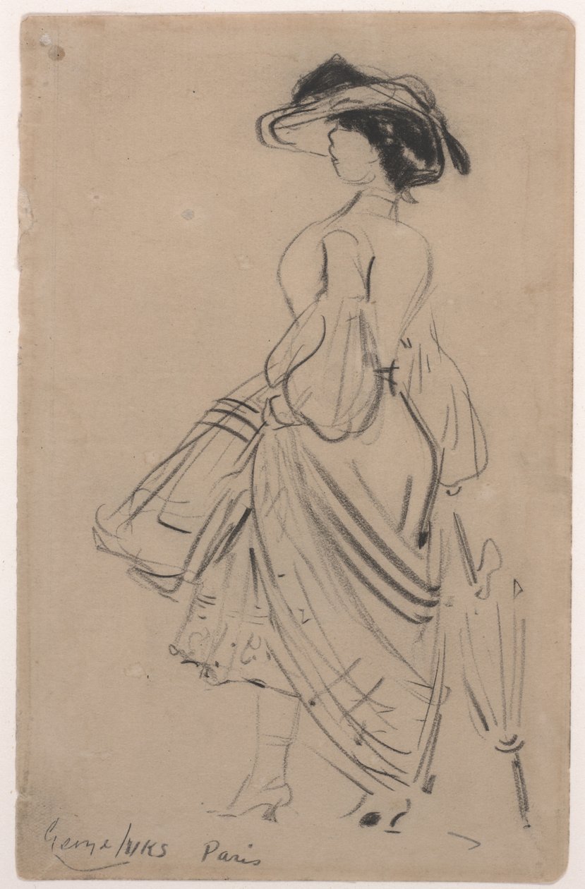Lady of Fashion (węgiel na papierze) autorstwa George Benjamin Luks