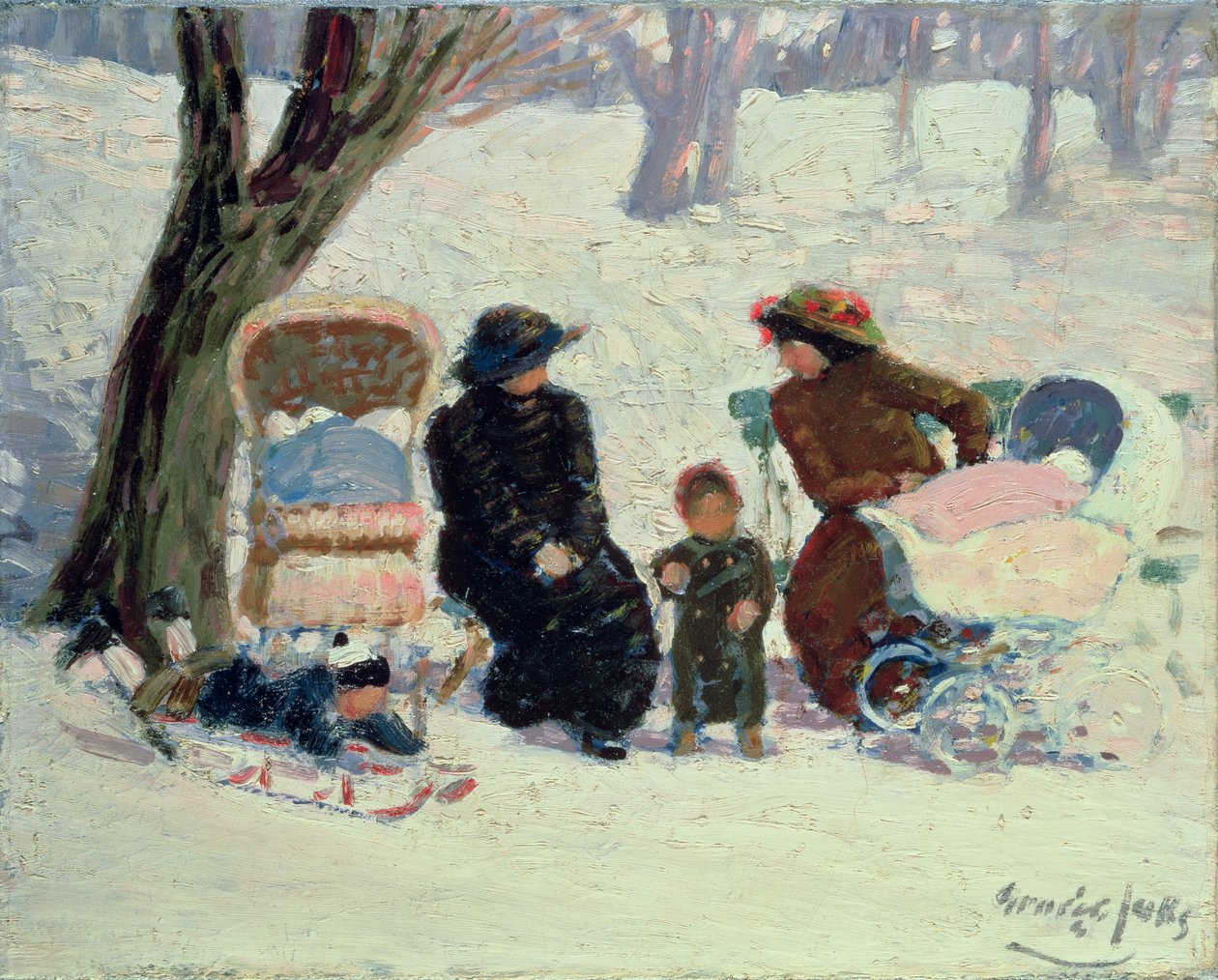Pielęgniarki, High Bridge Park (olej na płótnie) autorstwa George Benjamin Luks
