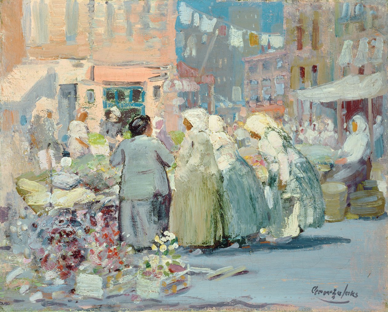 Spring Morning, Houston i Division Streets, Nowy Jork autorstwa George Benjamin Luks