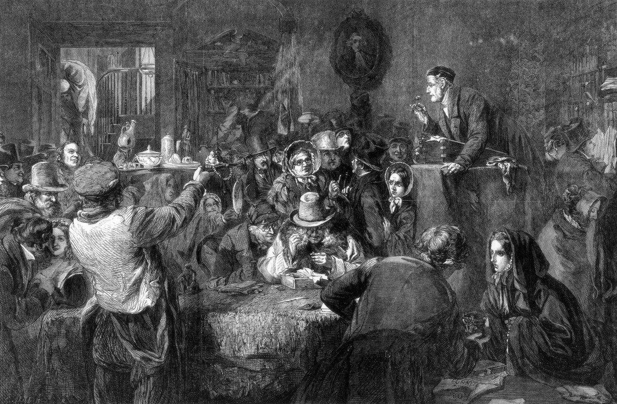 Aukcja, ostatni dzień wyprzedaży”, wystawa międzynarodowa, 1862 autorstwa George Bernard O