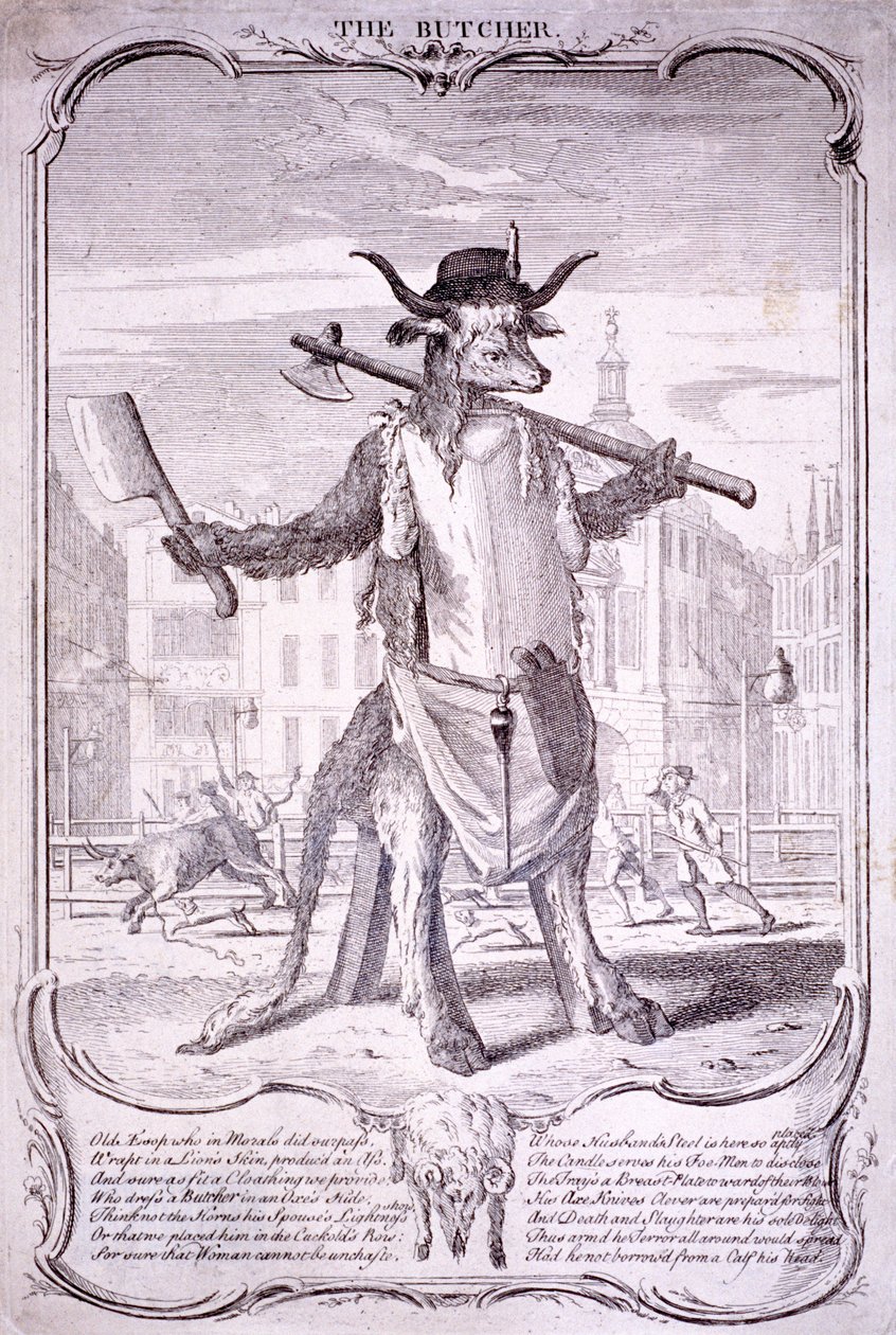 „Rzeźnik”, 1740 autorstwa George Bickham