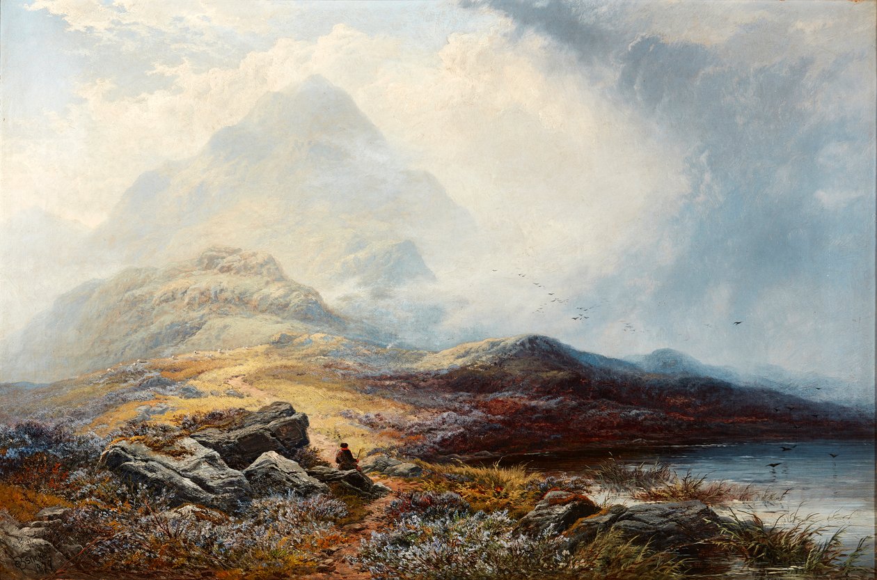Grampian Hills Storm Clearing Off (olej na płótnie) autorstwa George Blackie Sticks