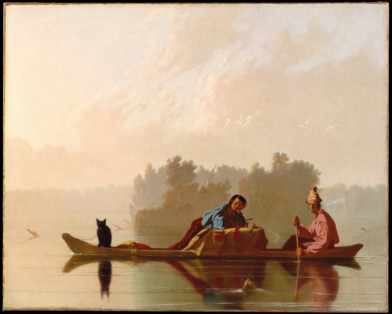 Handlarze futrami spływający Missouri autorstwa George Caleb Bingham