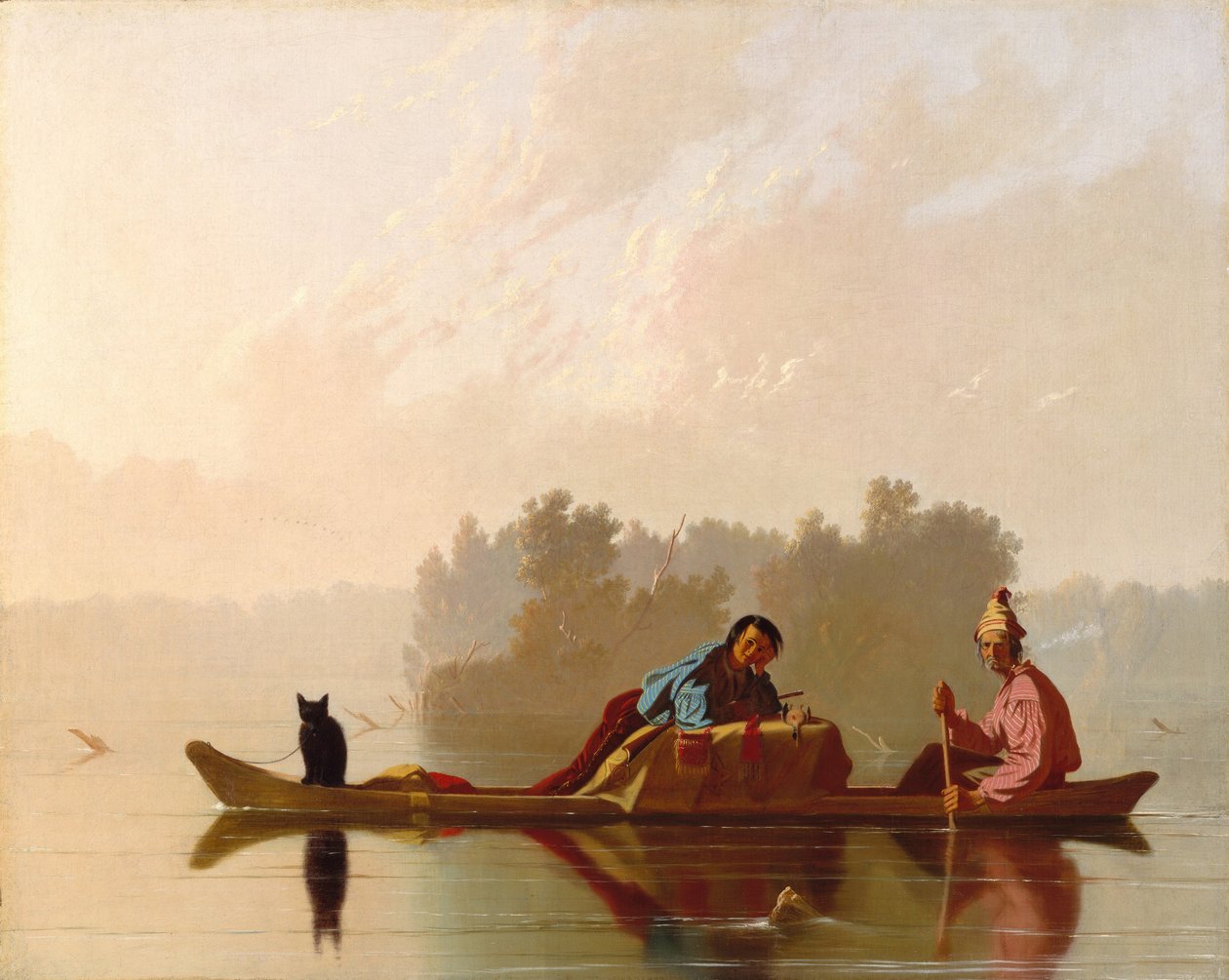 Handlarze futer schodzą z Missouri autorstwa George Caleb Bingham