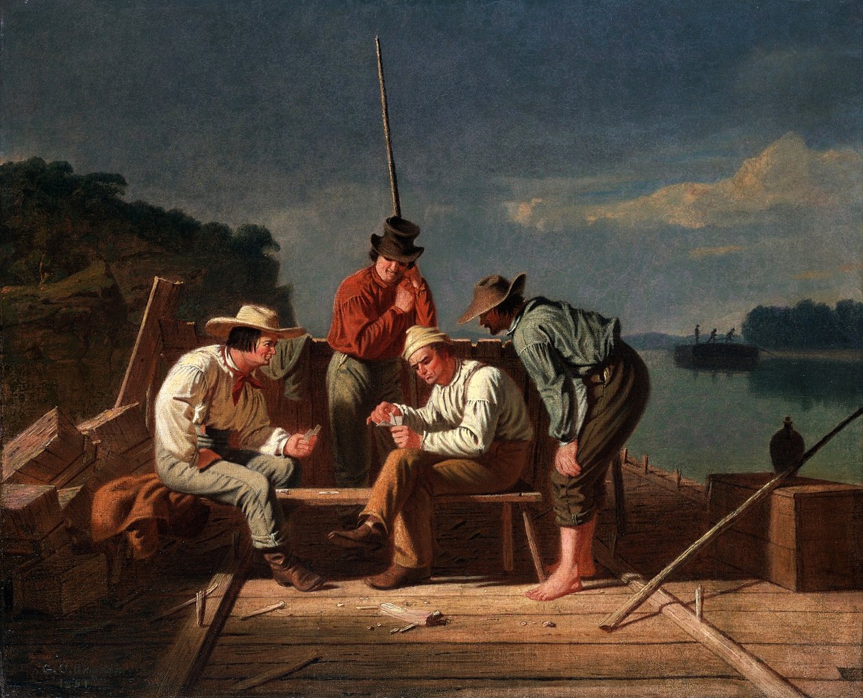 W rozterce, czyli flisacy z Missisipi przy kartach autorstwa George Caleb Bingham