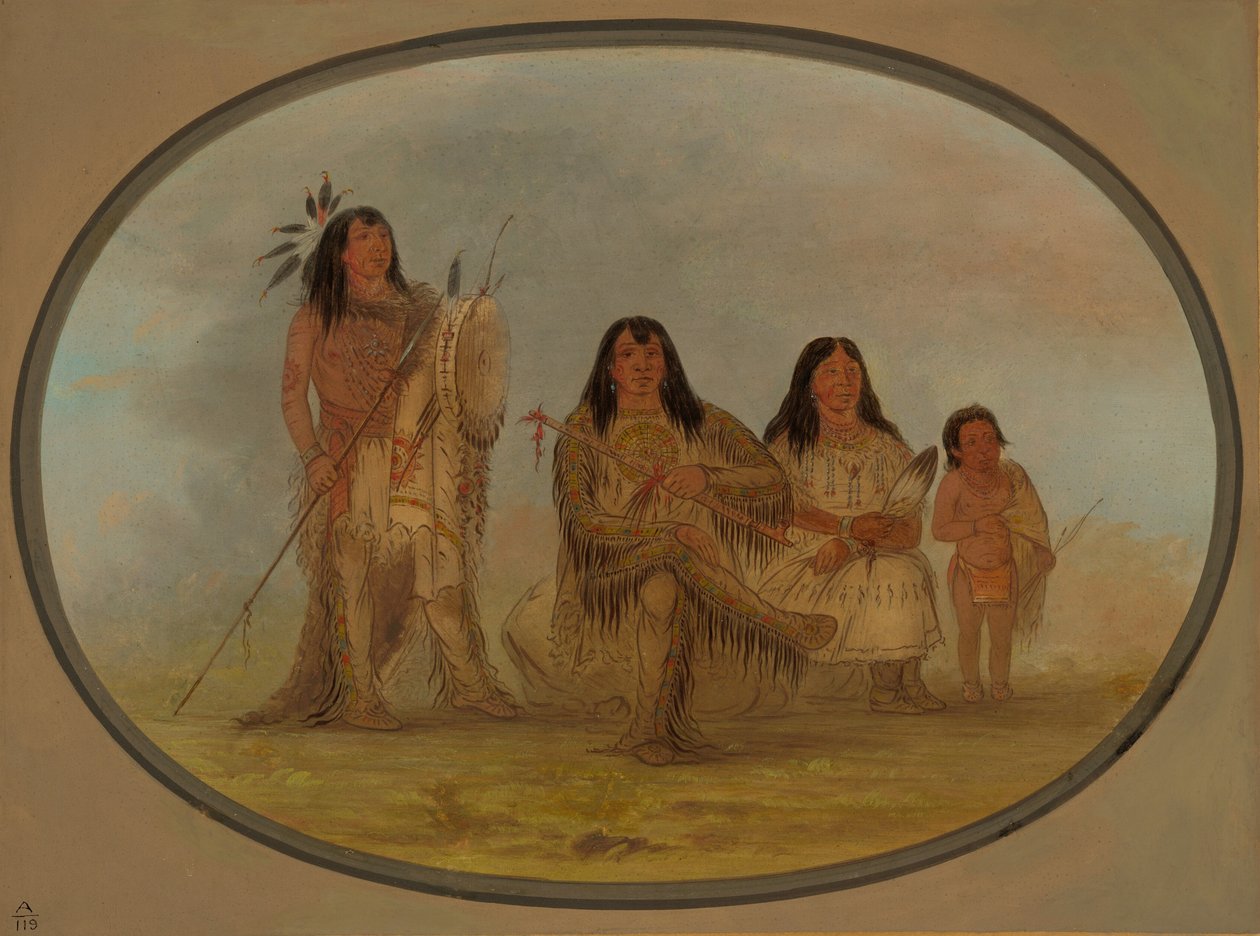 Wódz Blackfoot, jego żona i lekarz, 18611869. autorstwa George Catlin
