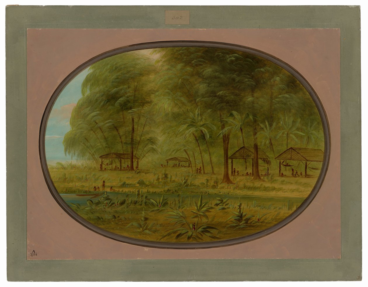 Wioska karaibska w Gujanie Holenderskiej autorstwa George Catlin