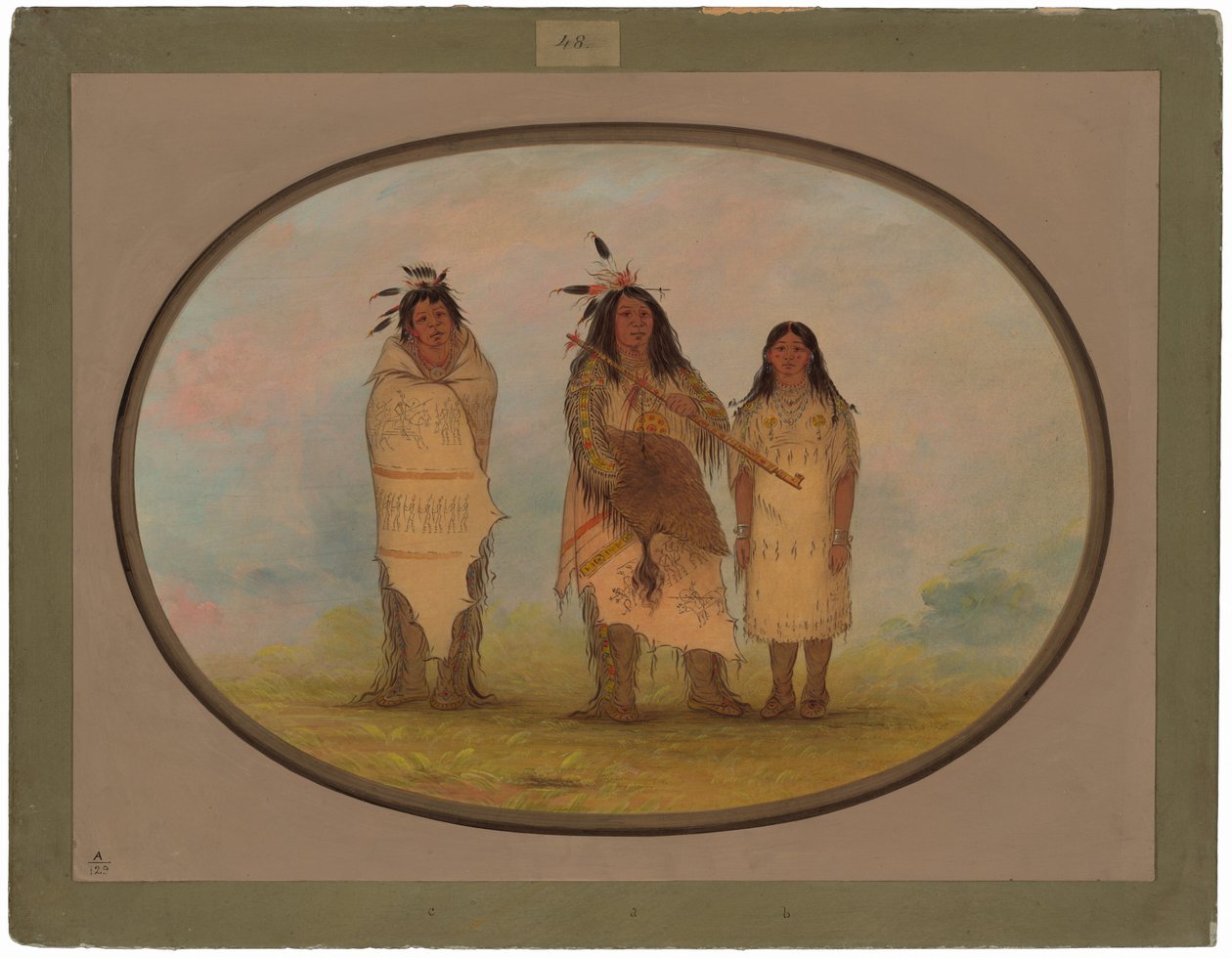 Cheyenne Chief, jego żona i medyk autorstwa George Catlin