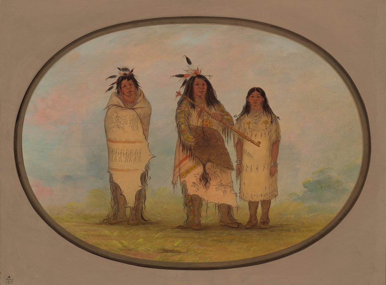 Cheyenne Chief, jego żona i lekarz, 18611869. autorstwa George Catlin