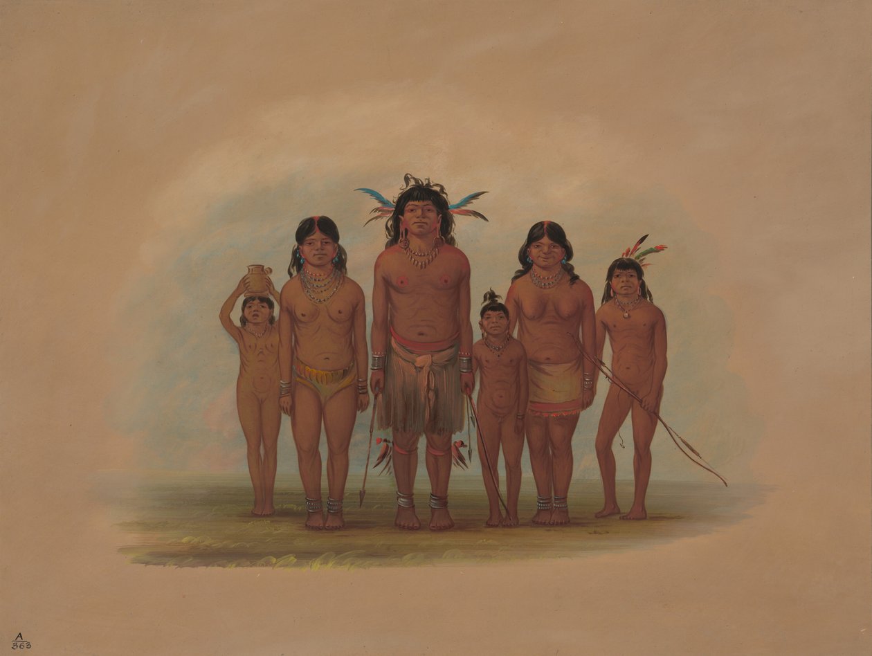 Rodzina Indian Connibo, 18541869. autorstwa George Catlin