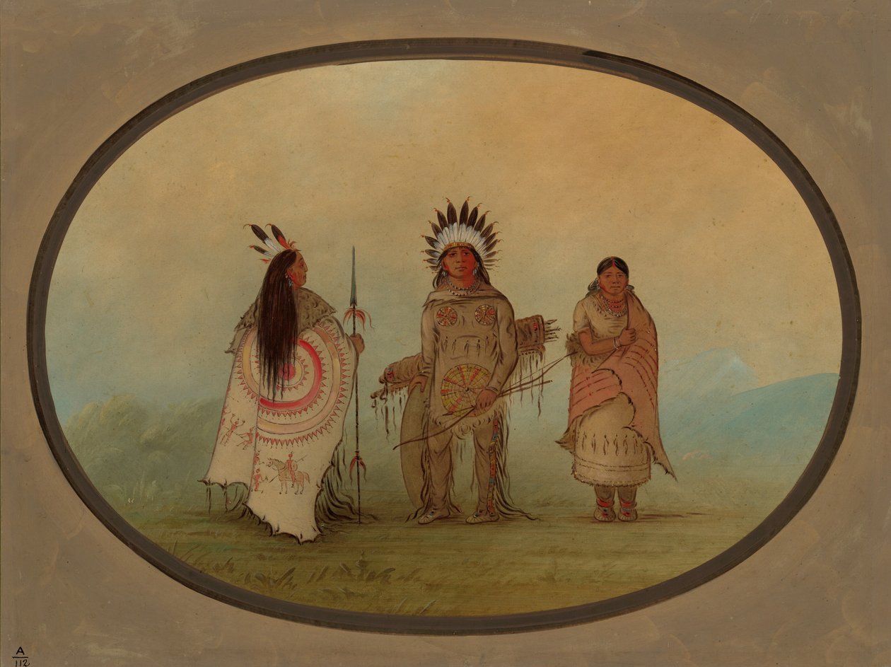 Wódz kruków, wojownik i jego żona, 18551869. autorstwa George Catlin