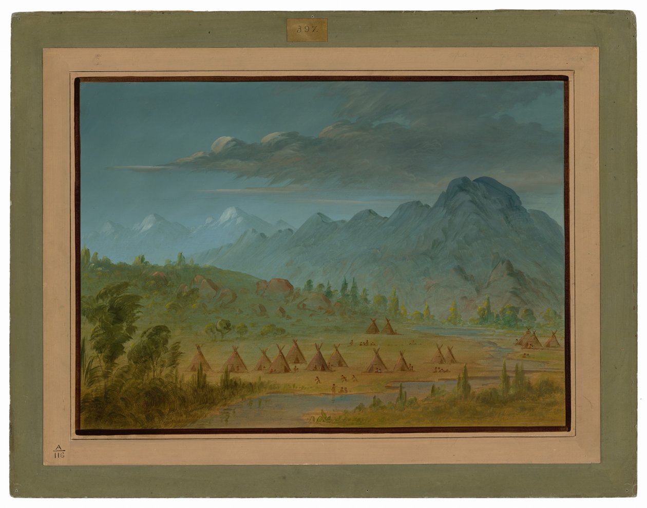 Wioska Wron i Góry Łososiowe autorstwa George Catlin