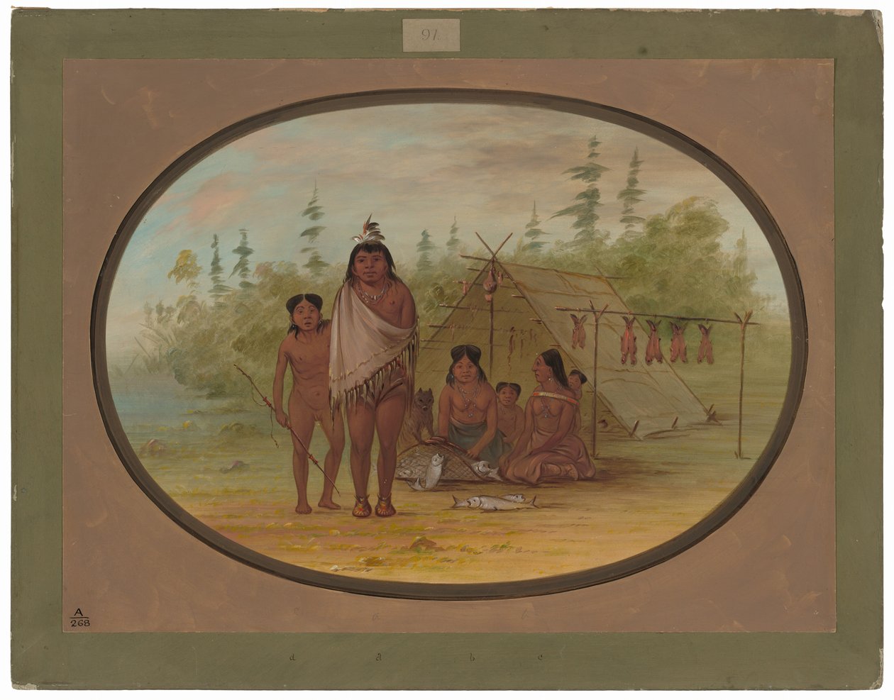Płaskogłowy wódz ze swoją rodziną autorstwa George Catlin