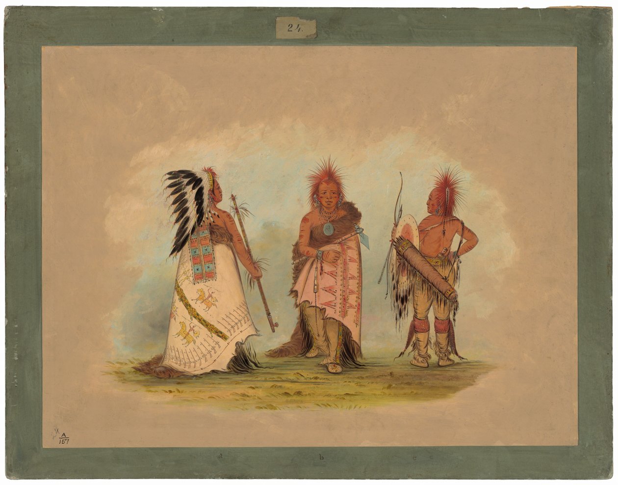 Wódz Pawnee z dwoma wojownikami autorstwa George Catlin