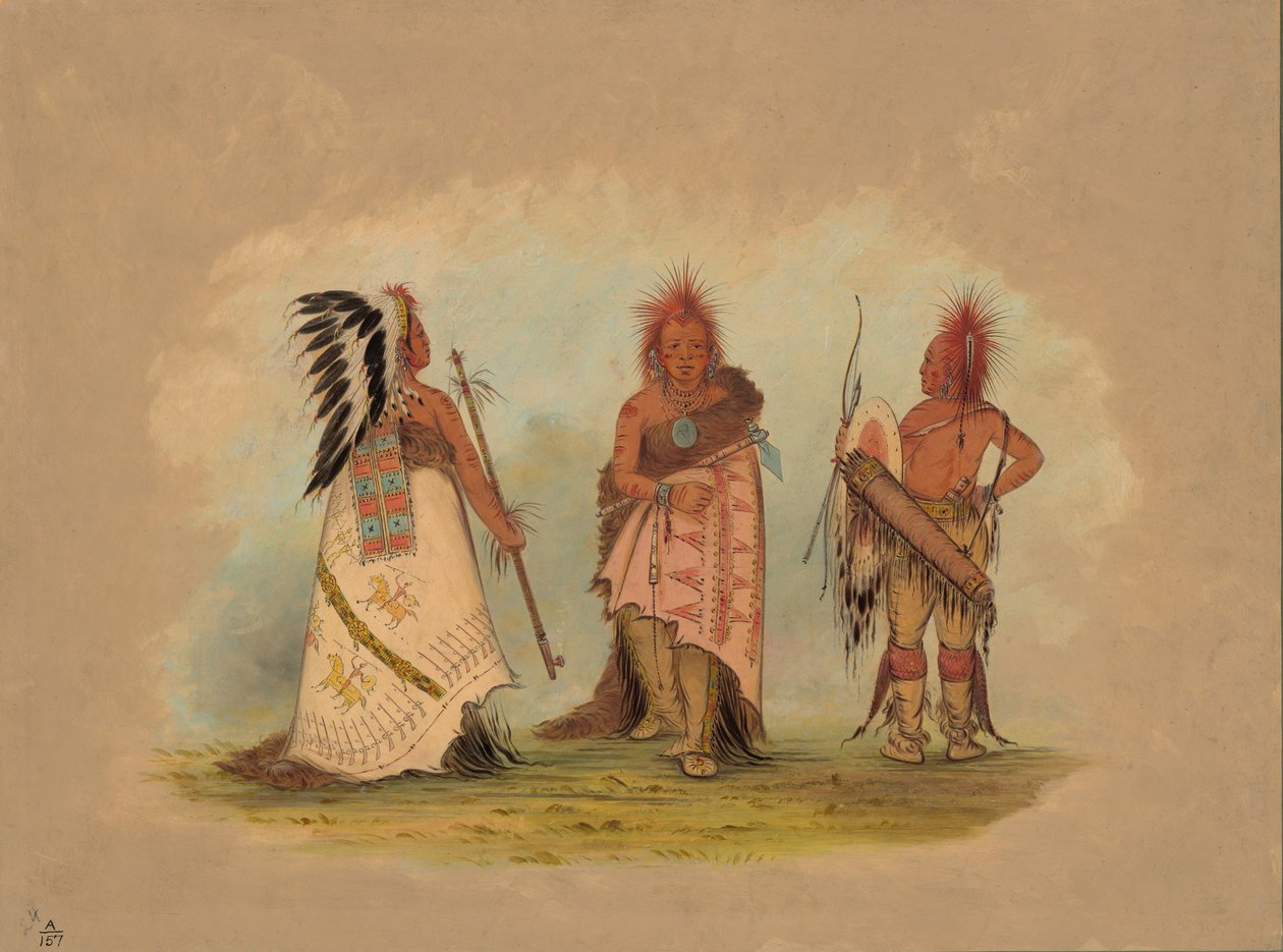 Wódz Pawnee z dwoma wojownikami, 18611869. autorstwa George Catlin