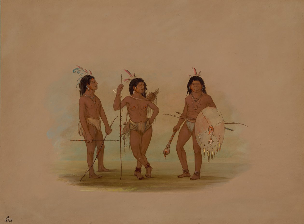 Wódz Puelchee i dwóch młodych wojowników, 18541869. autorstwa George Catlin